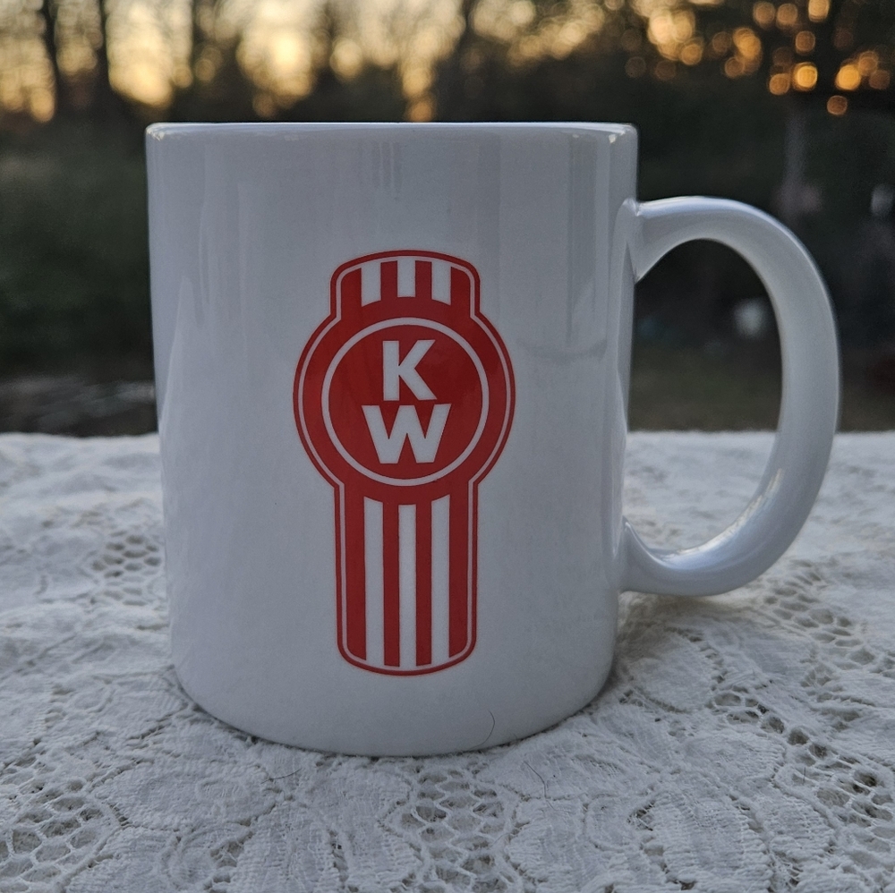 Kenworth Truck Logo Coffee Mug Red and White Ceramic